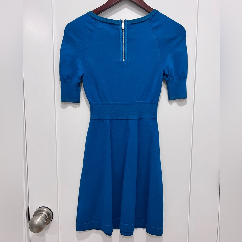 Karen Millen Fit And Flare Knit Dress In Turquoise - image 2